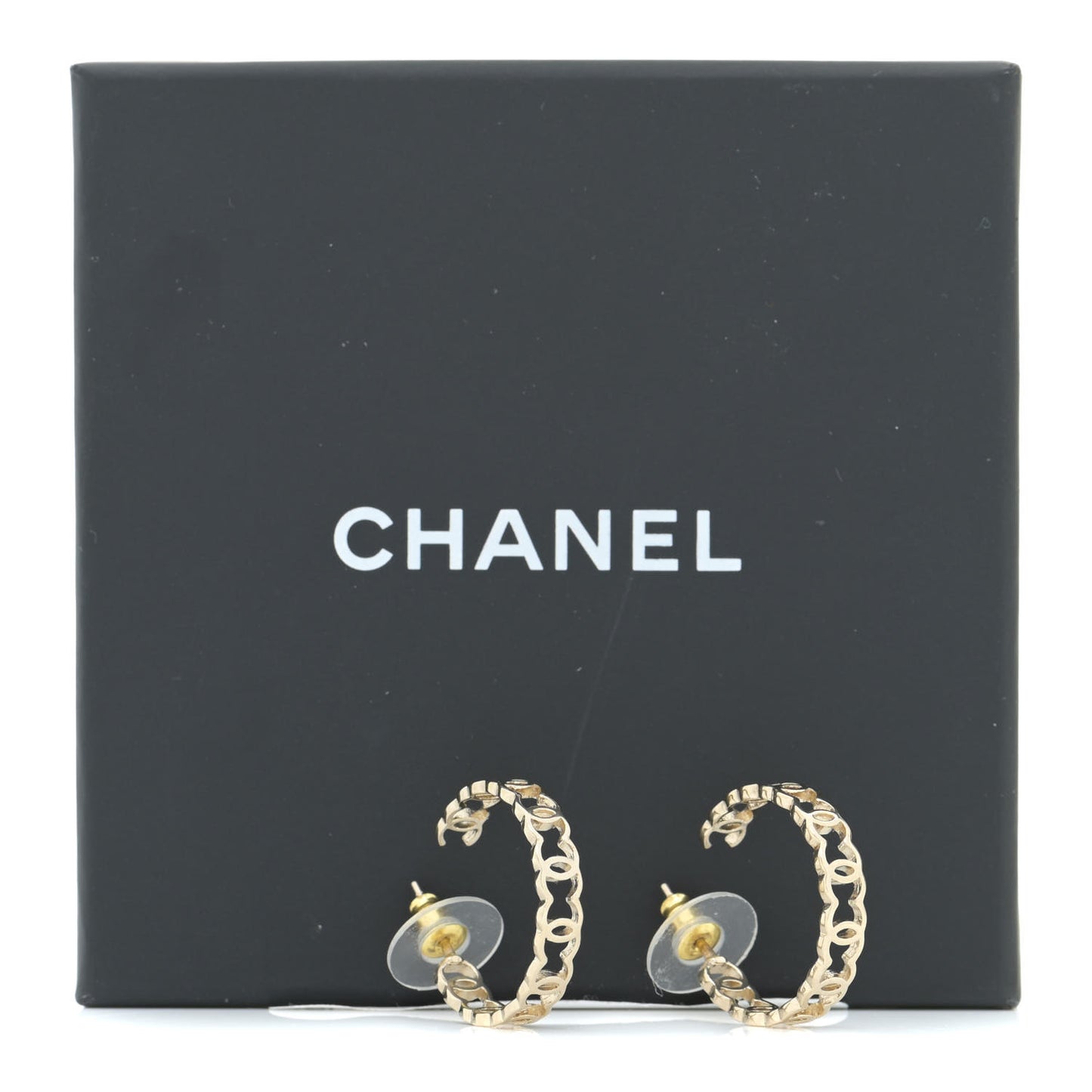 Metal CC Hoop Earrings Gold