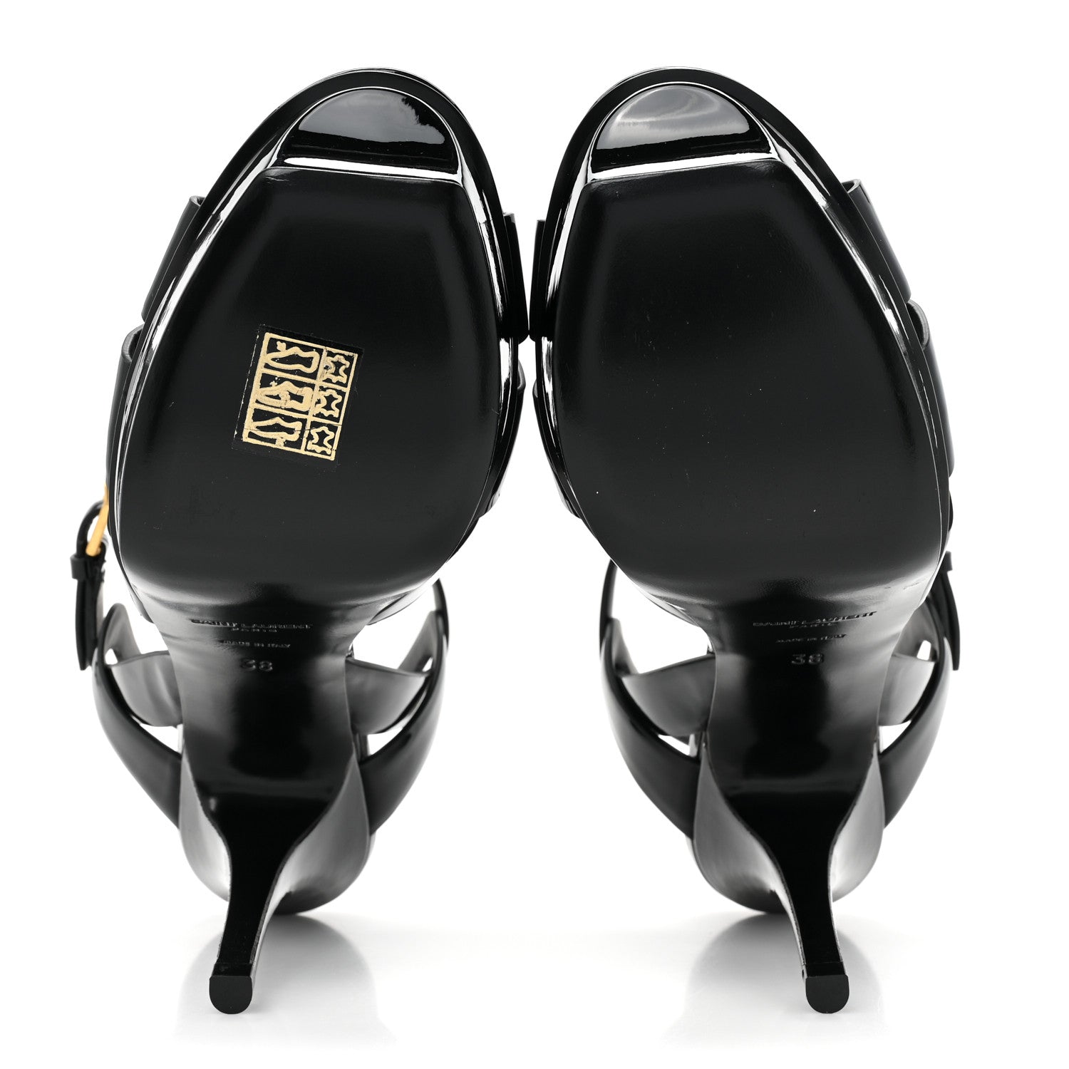 Saint Laurent Patent Tribute 75 Platform Sandals 38 Black 5 of 9