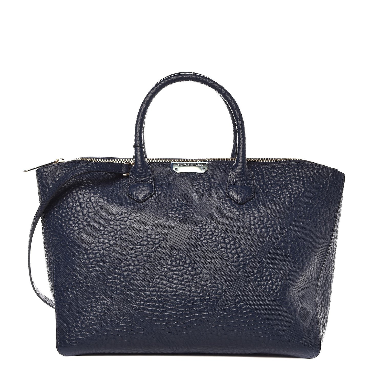 Heritage Grain Check Embossed Medium Dewsbury Tote Blue Carbon