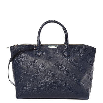 Burberry Heritage Grain Check Embossed Medium Dewsbury Tote Blue Carbon 1 of 9
