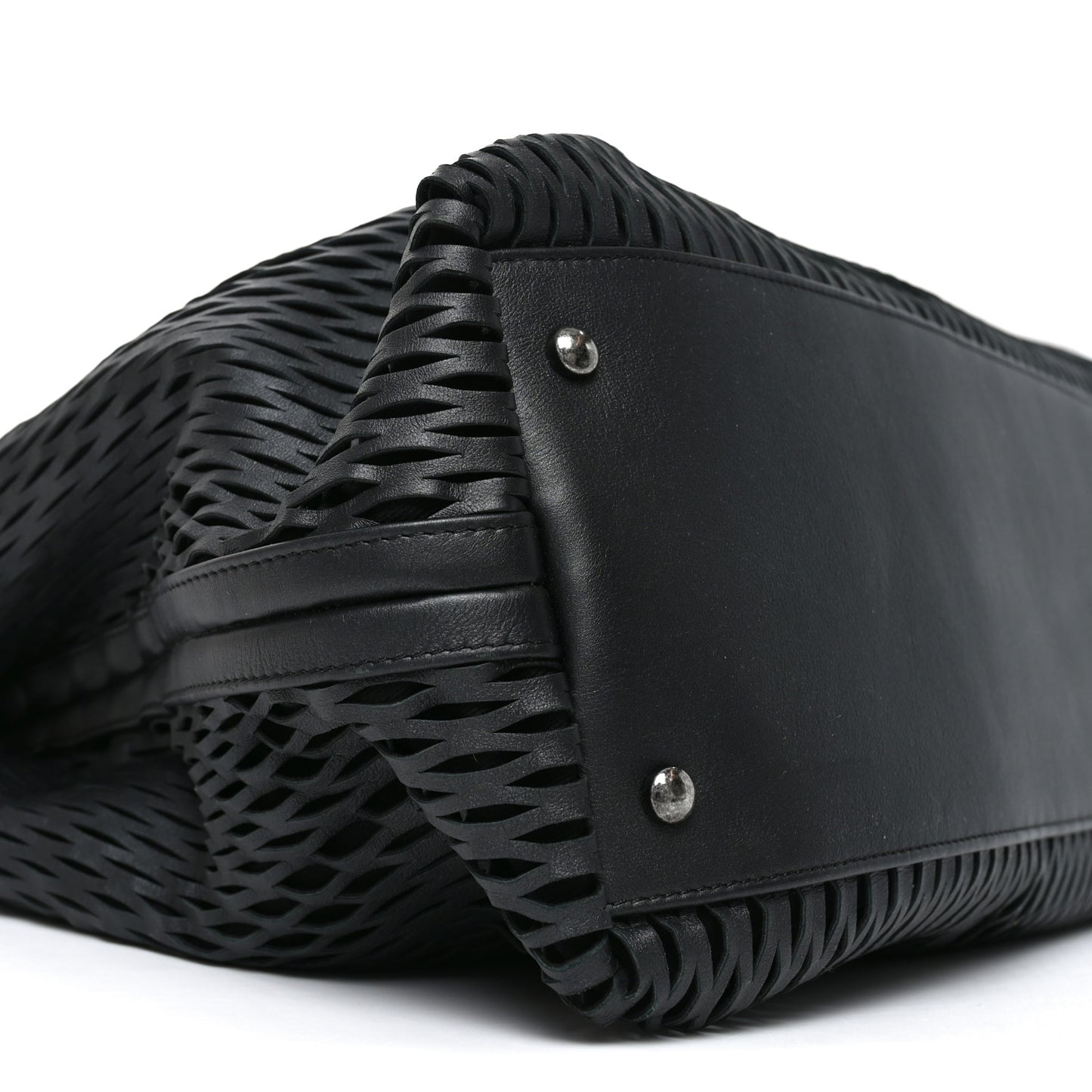 Calfskin Laser Cut Perforated CC Tote Black