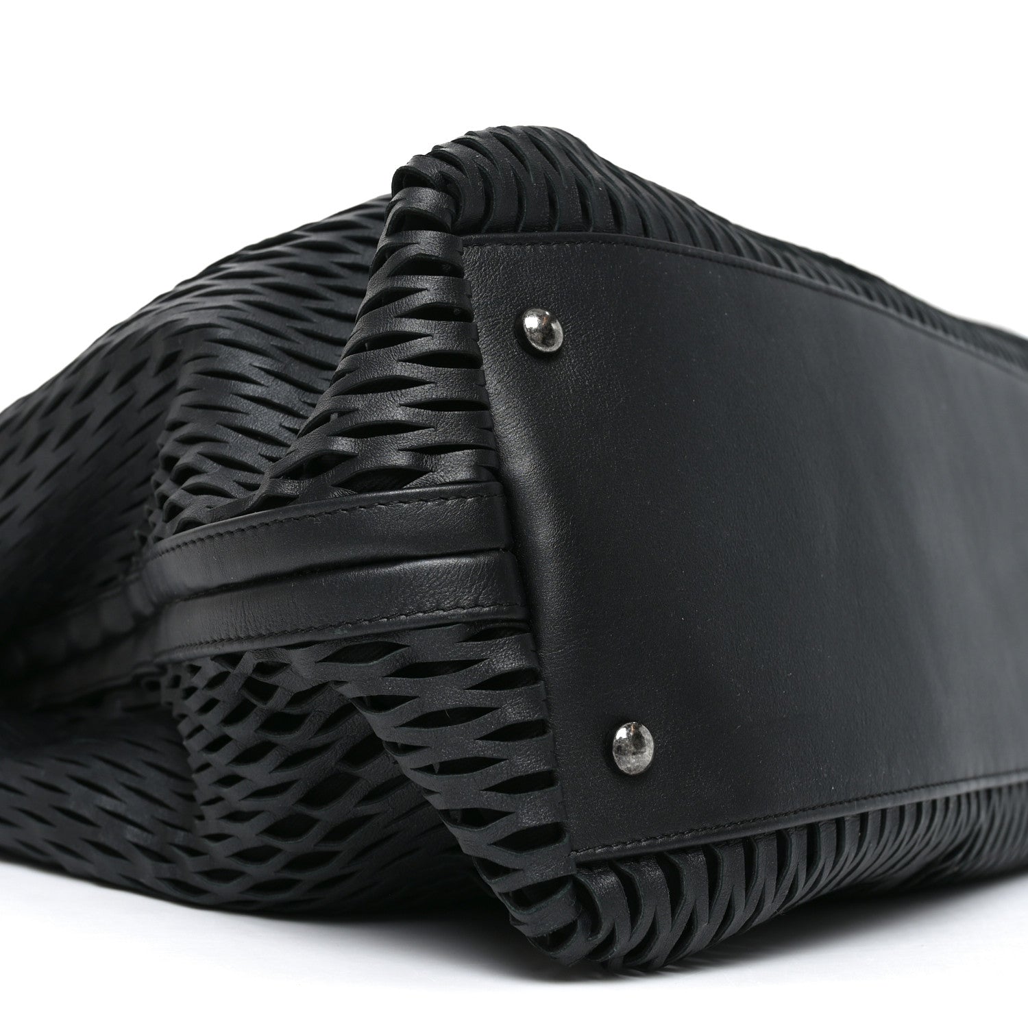 Chanel Calfskin Laser Cut Perforated CC Tote Black 9 of 10