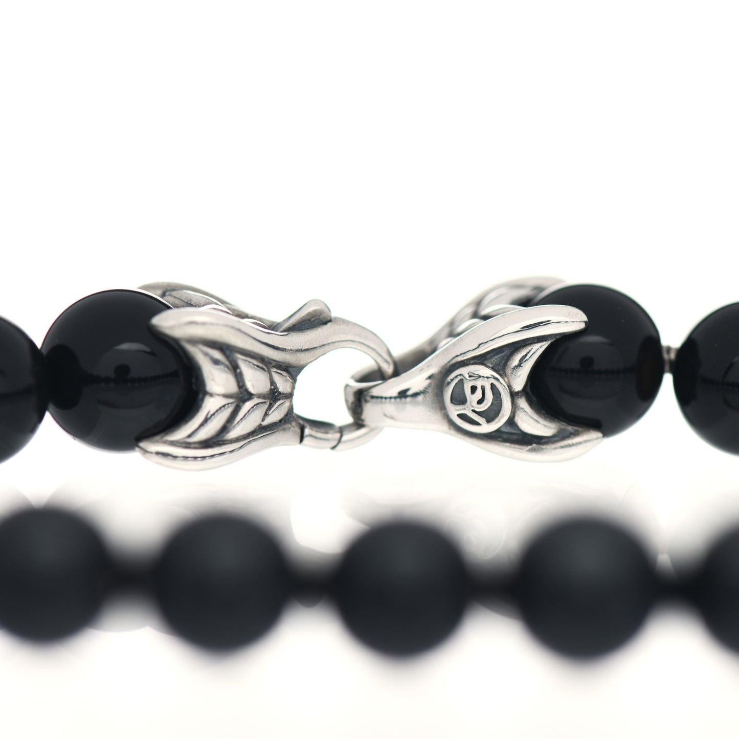 Sterling Silver Black Onyx 8mm Spiritual Beads Bracelet