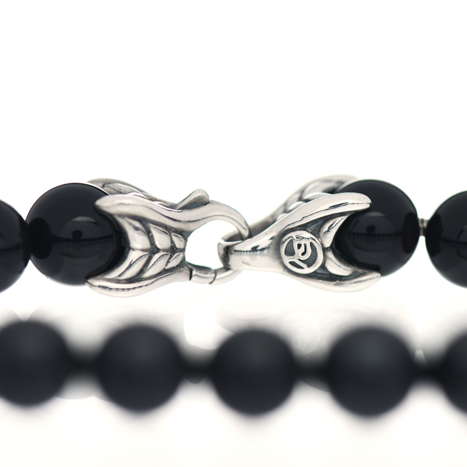 David Yurman Sterling Silver Black Onyx 8mm Spiritual Beads Bracelet 4 of 4