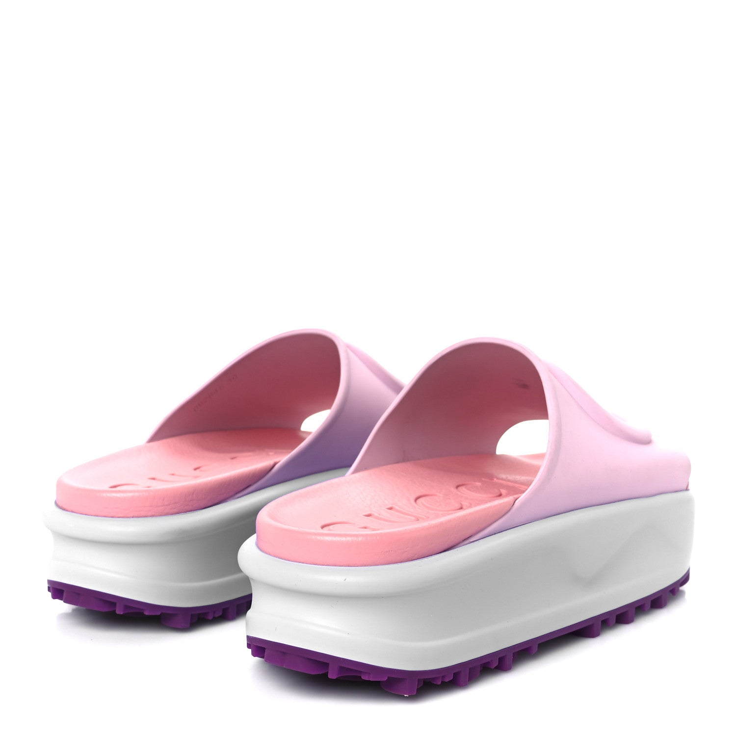 Gucci Soft Rubber Womens Interlocking G Platform 42mm Slide Sandals 39 Sugar Pink 5 of 11