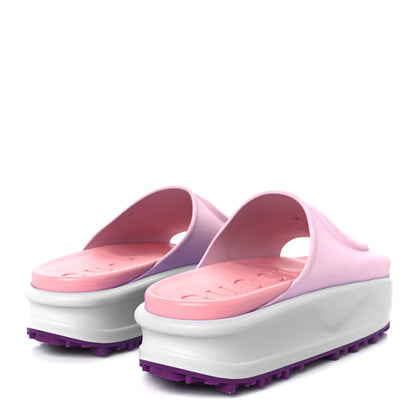 Gucci Soft Rubber Womens Interlocking G Platform 42mm Slide Sandals 39 Sugar Pink 5 of 11
