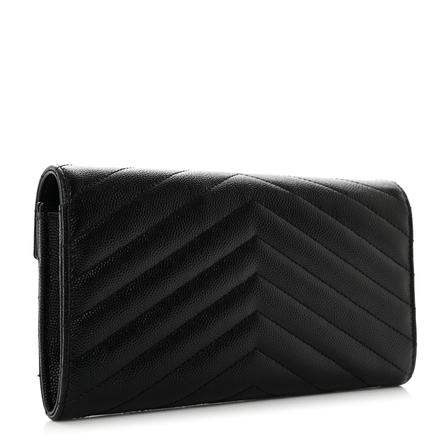 Grain De Poudre Matelasse Chevron Monogram Flap Wallet Black