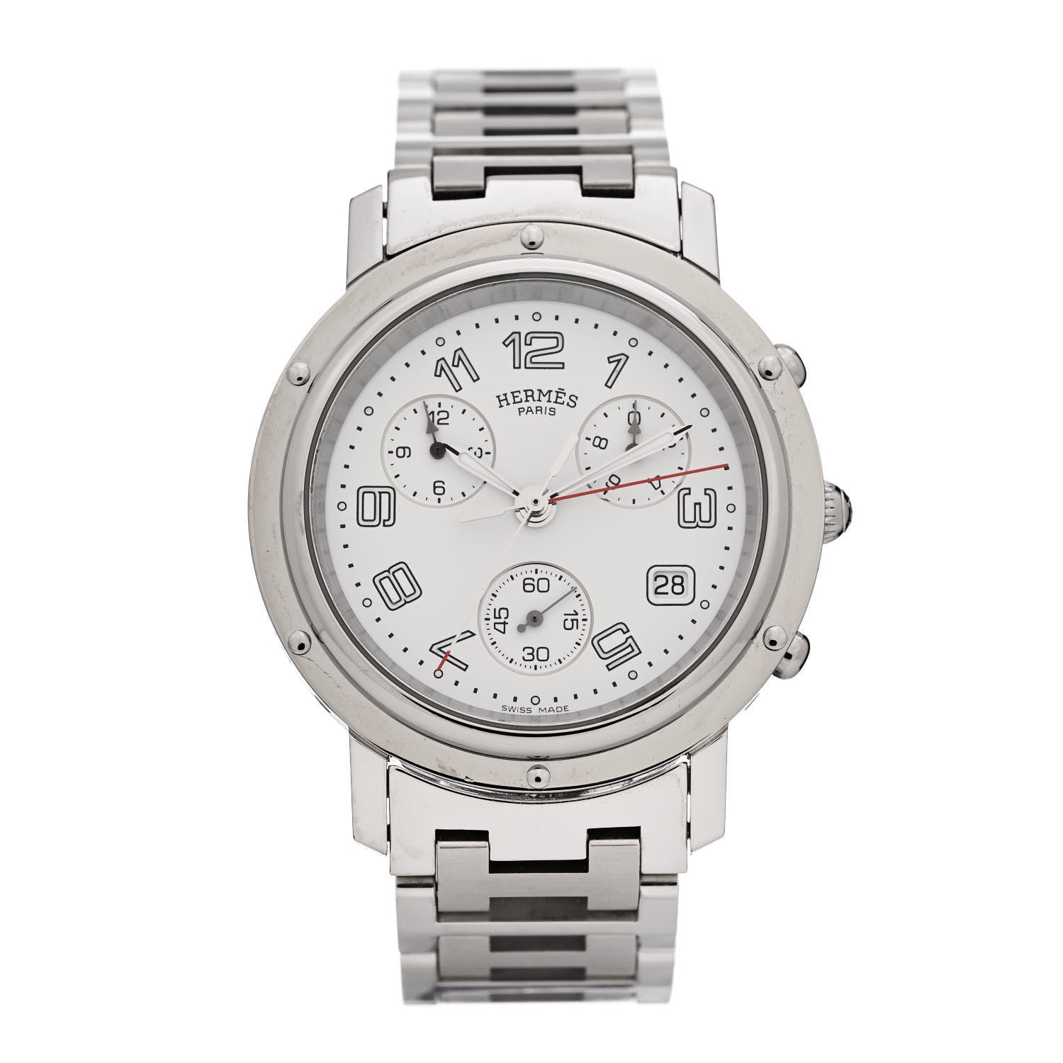 Hermes Stainless Steel 38mm Clipper Chronograph Quartz Watch 1 of 4