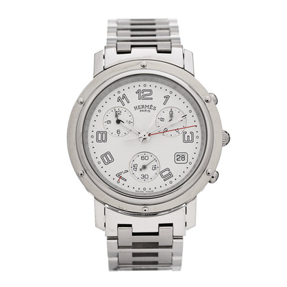 Hermes Stainless Steel 38mm Clipper Chronograph Quartz Watch 1 of 4