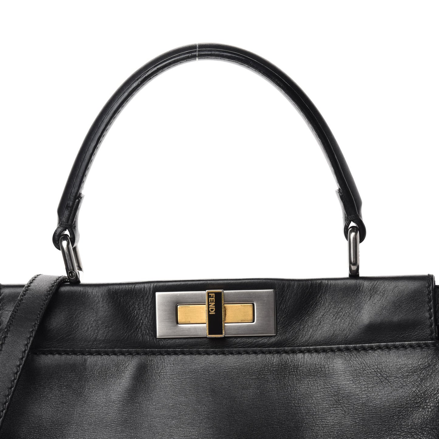Vitello Suede Medium Peekaboo Iconic Satchel Black
