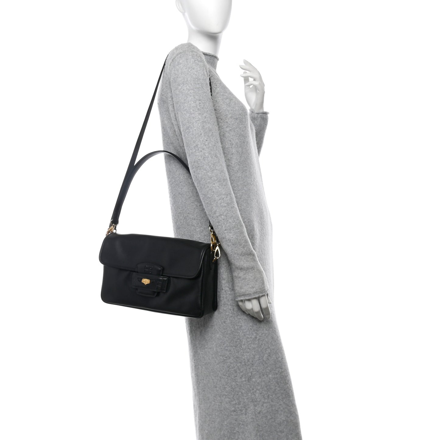 Fine Calf Penny Shoulder Bag Black