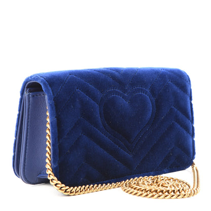 Gucci Velvet Matelasse GG Marmont Mini Bag Cobalt Blue 2 of 8
