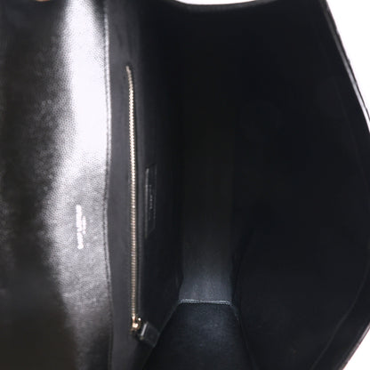 Saint Laurent Grain De Poudre Textured Mixed Matelasse Large Triquilt Monogram Satchel Black 5 of 11
