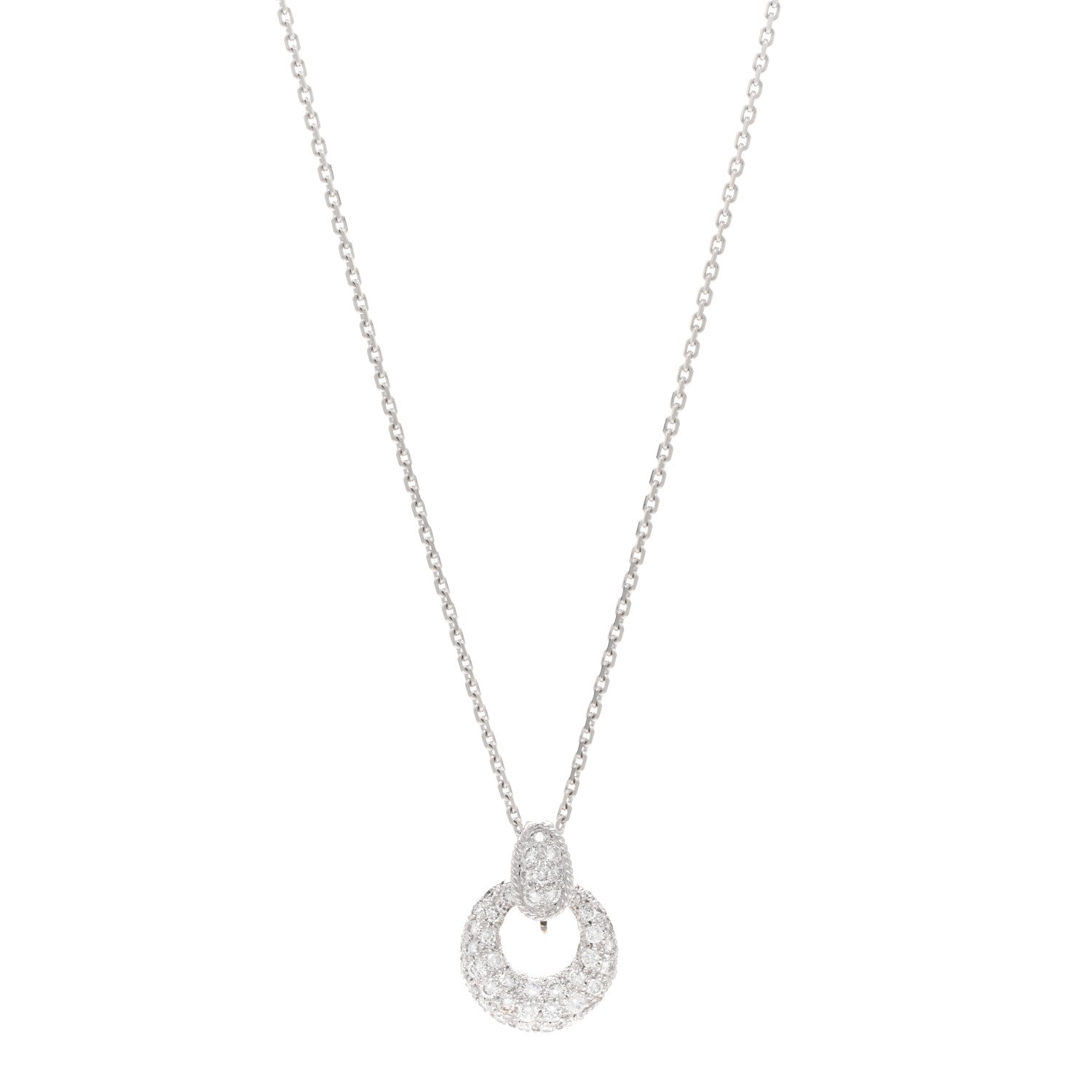 Van Cleef & Arpels 18K White Gold Diamond Interchangeable Door Knocker Necklace 1 of 4