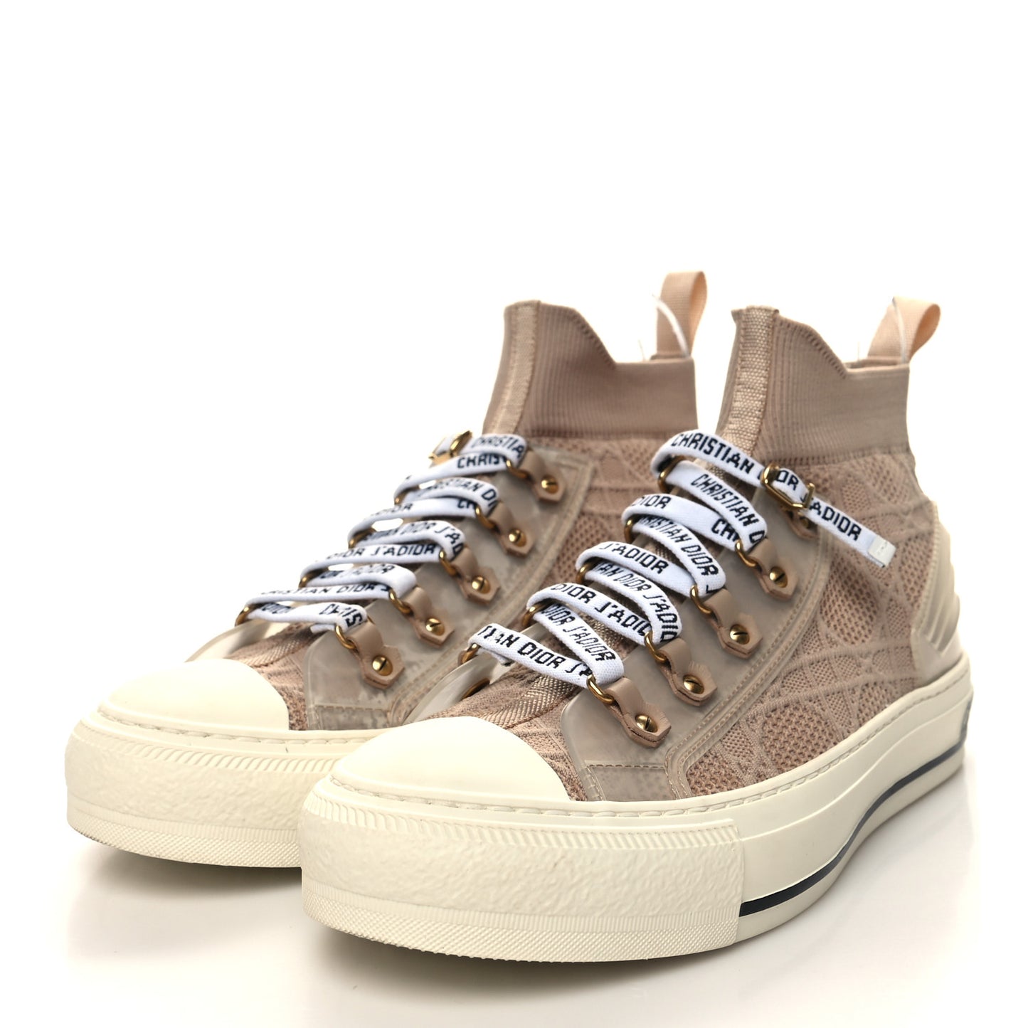 Technical Mesh Cannage Womens Walk'n Dior High Top Sneakers 37 Nude