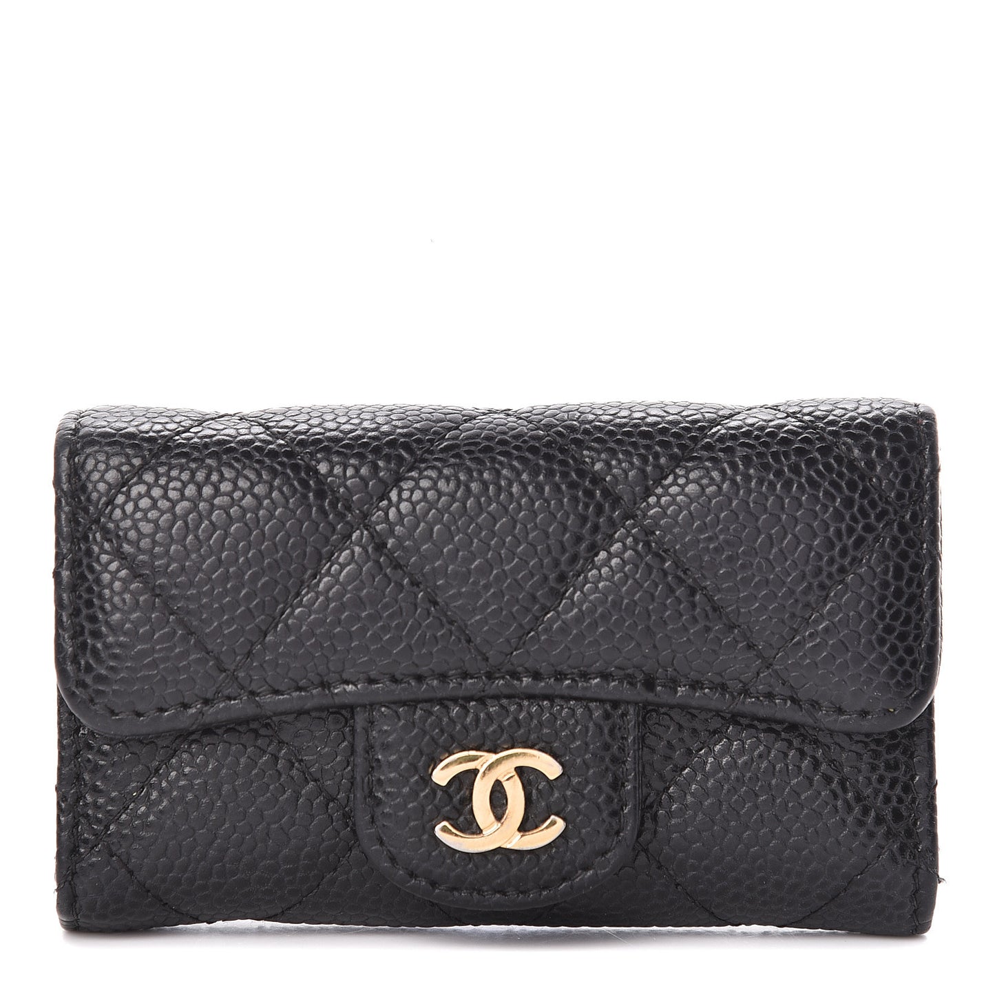 Caviar Quilted 6 Key Holder Black