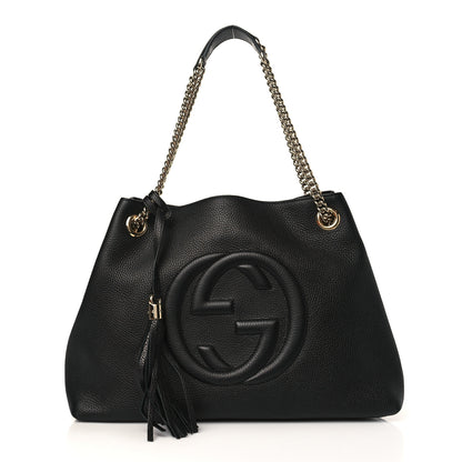 Gucci Pebbled Calfskin Medium Soho Chain Shoulder Bag Black 1 of 9