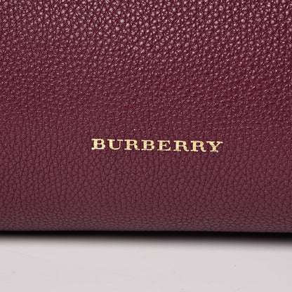 Burberry Grainy Calfskin House Check Medium Banner Tote Elderberry 9 of 16