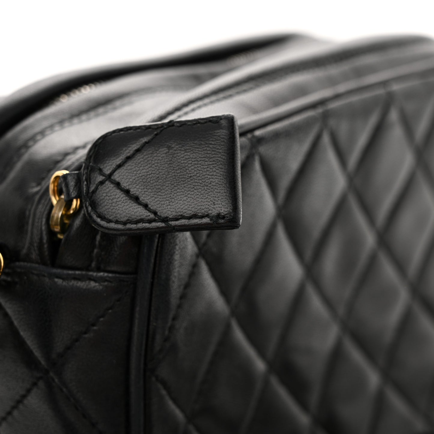 Lambskin Quilted Small Diamond CC Camera Case Black