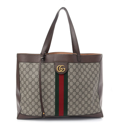 Gucci GG Supreme Monogram Web Ophidia Tote Brown 1 of 12