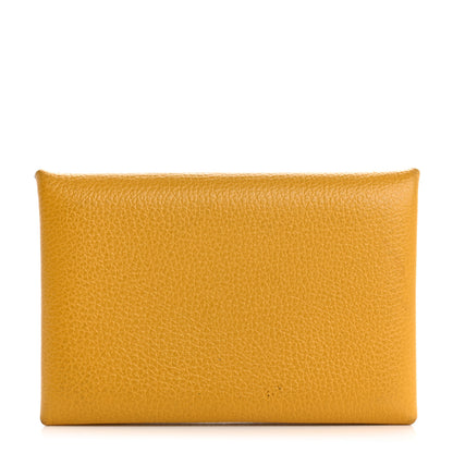 Hermes Evercolor Calvi Card Case Jaune Ambre 1 of 11