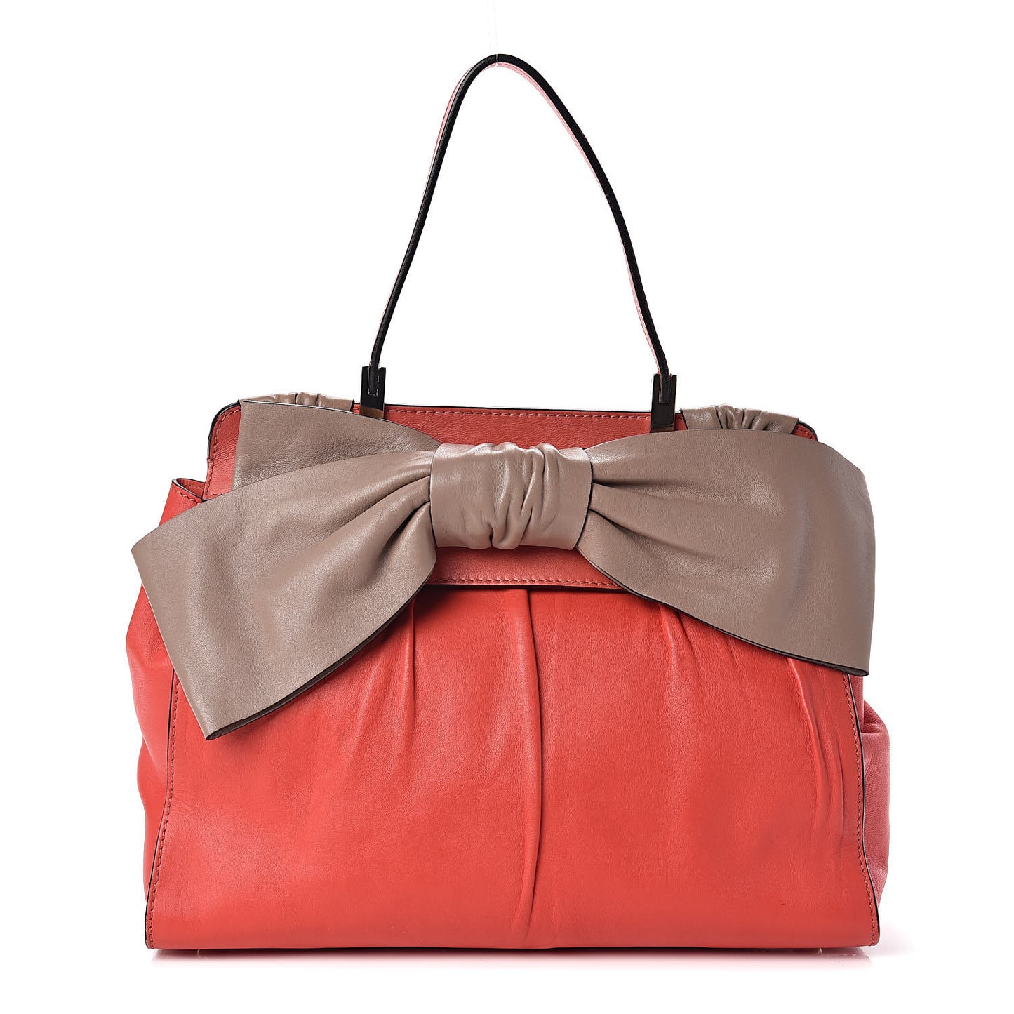 Nappa Large Aphrodite Bow Satchel Coral