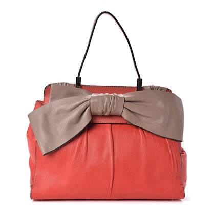 Valentino Garavani Nappa Large Aphrodite Bow Satchel Coral 1 of 9