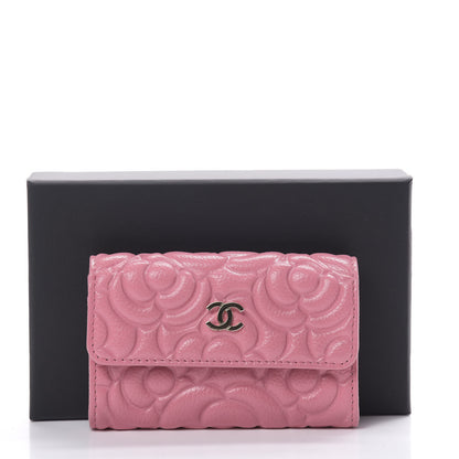 Chanel Caviar Camellia Embossed Card Holder Wallet Pink 9 of 9