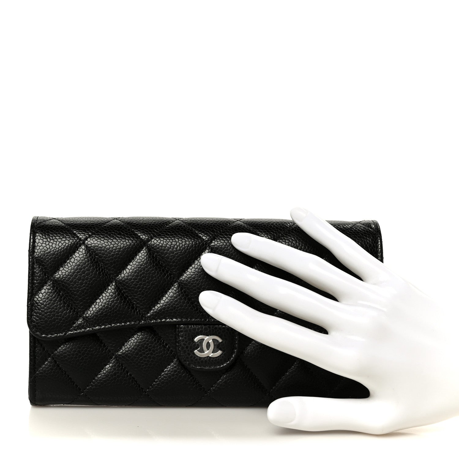 Chanel Caviar Quilted Large Gusset Flap Wallet Black 2 of 10