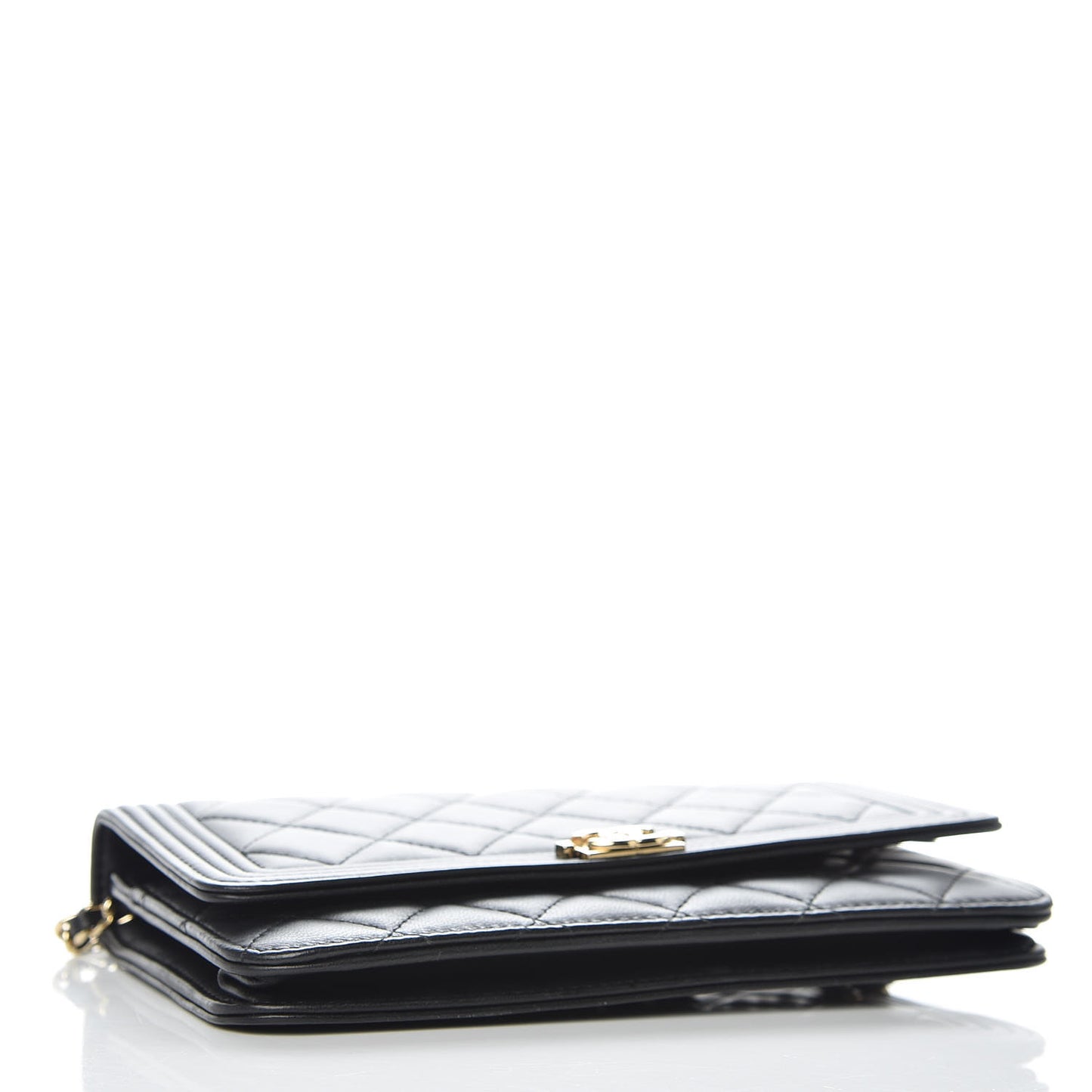 Lambskin Quilted Boy Wallet On Chain WOC Black