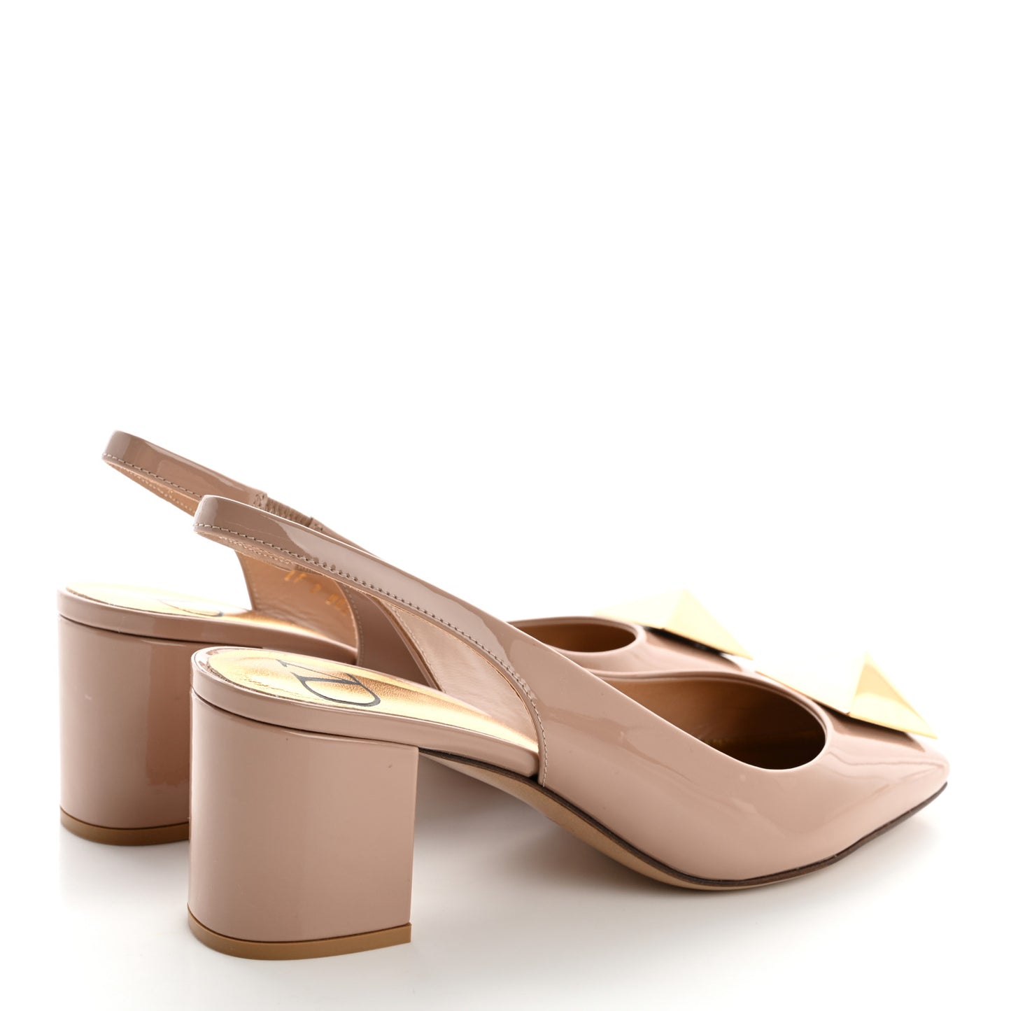 Patent One Stud Ankle Strap 60mm Block Heel Pumps 36 Rose Cannelle