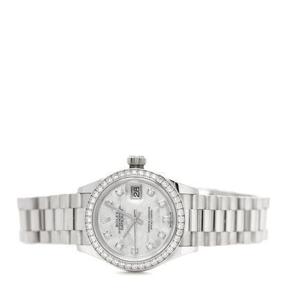 Rolex Platinum Diamond Mother of Pearl 28mm Oyster Perpetual Datejust Watch 279136RBR 2 of 5