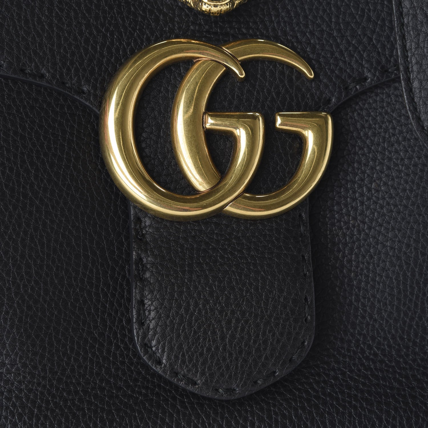 Gucci Calfskin Feline Medium GG Marmont Top Handle Bag Black 9 of 10