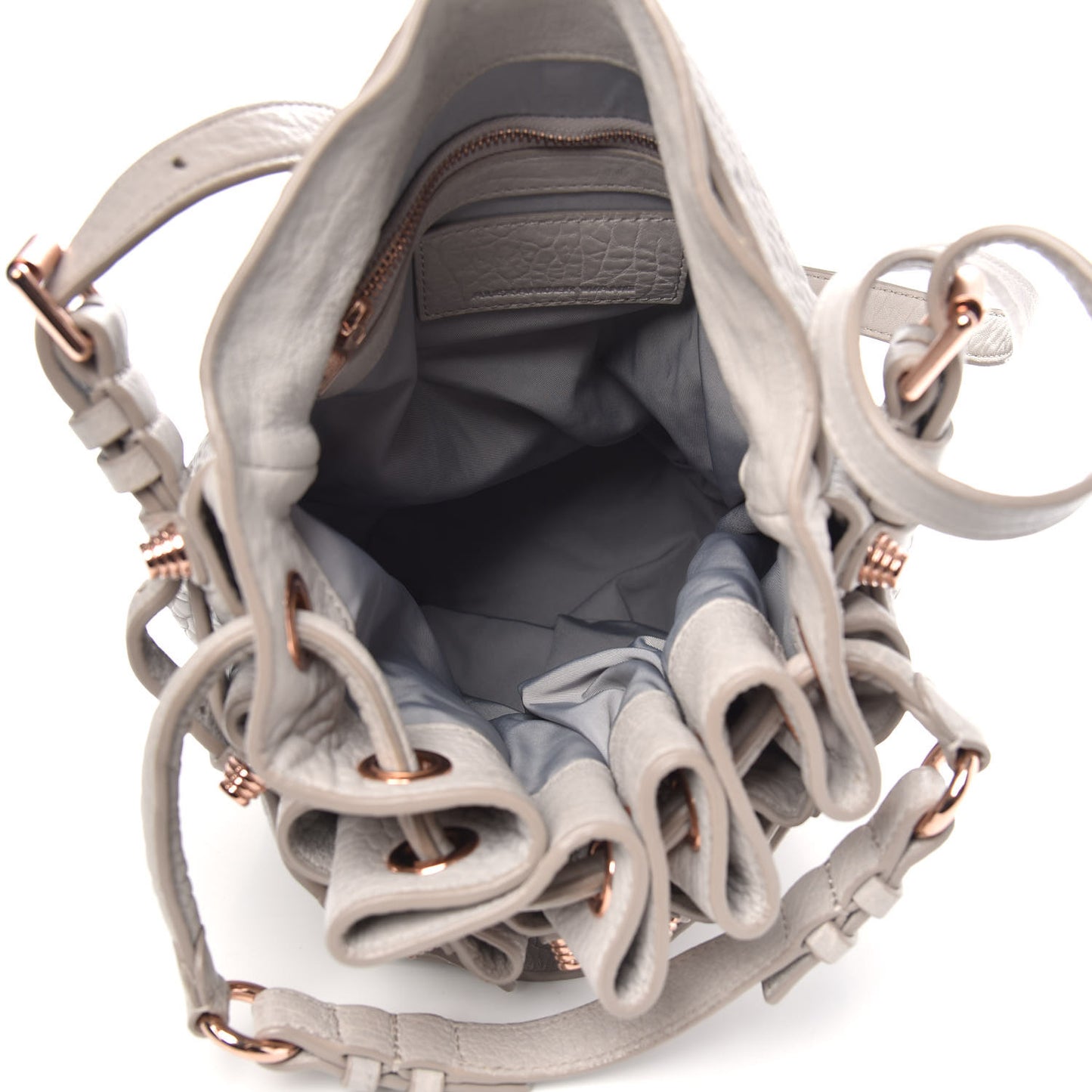 Pebbled Lambskin Diego Bucket Bag Oyster