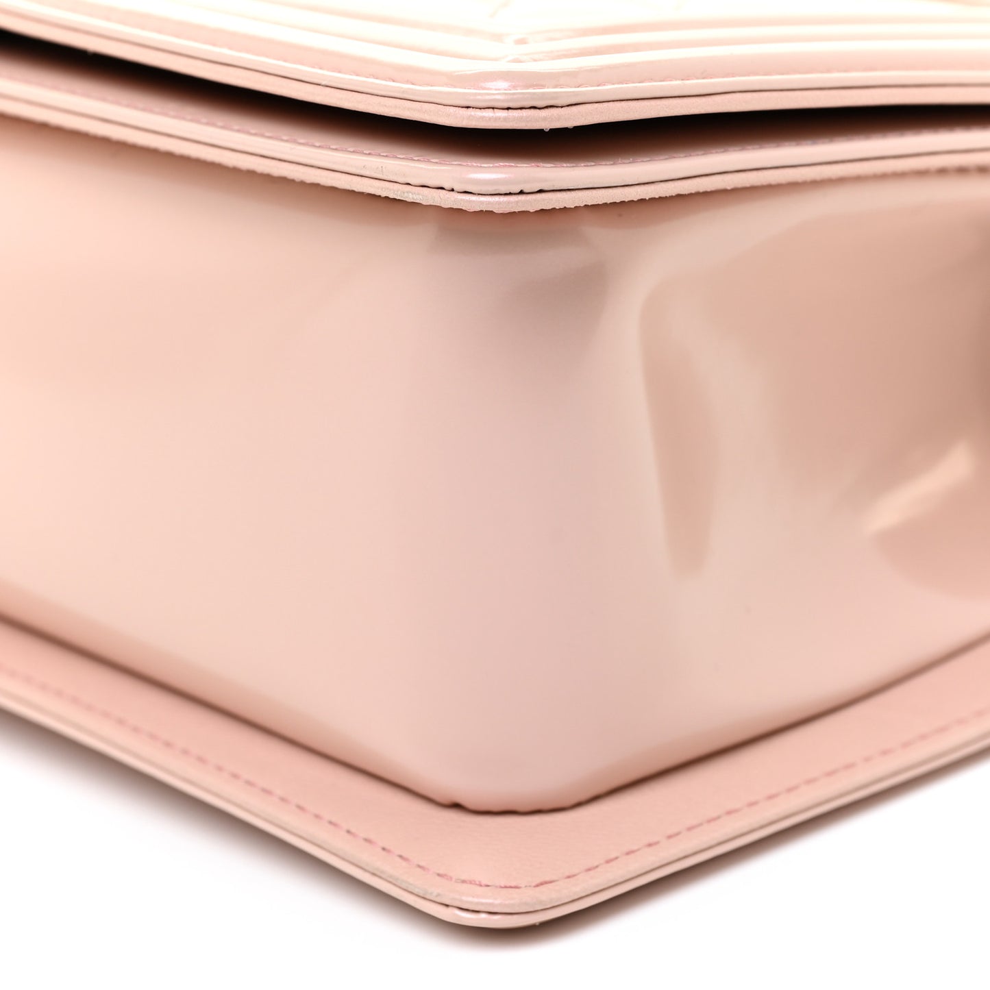 Patent Calfskin Quilted Medium Boy Flap Light Pink