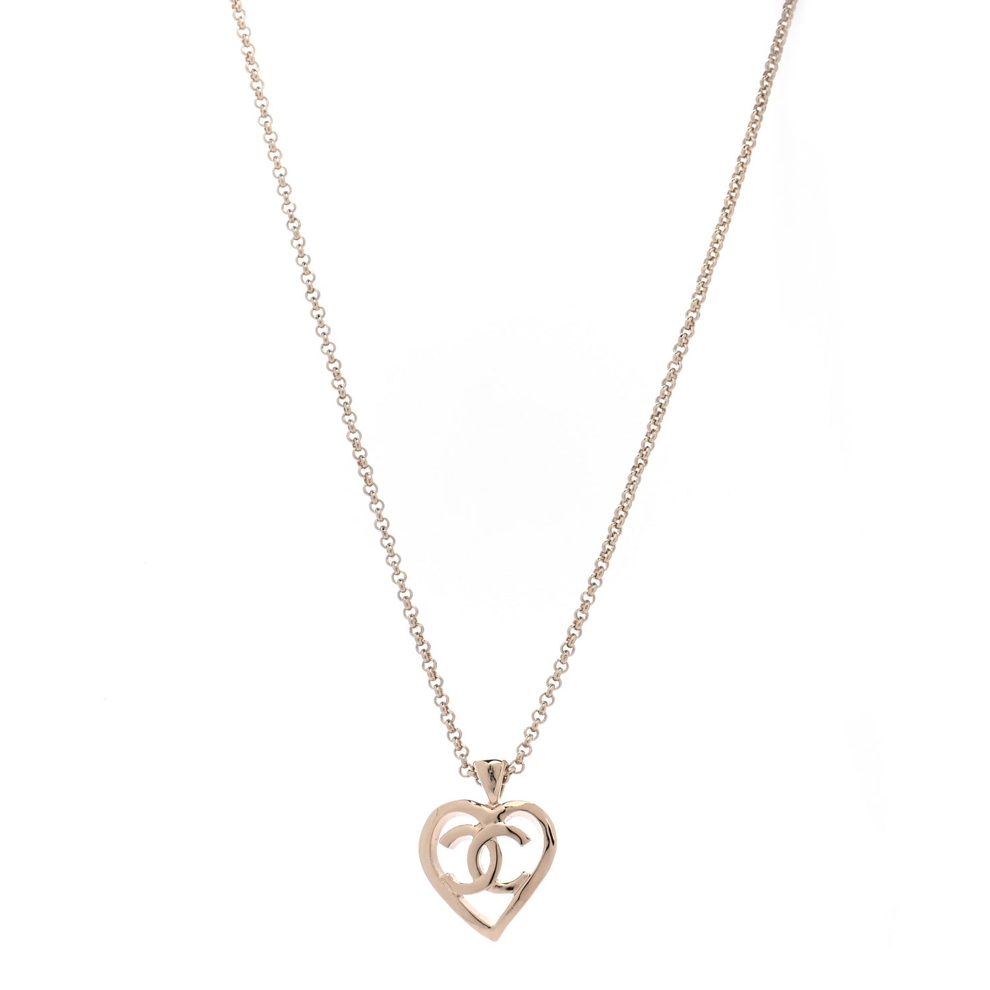 CC Heart Chain Pendant Necklace Gold