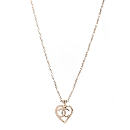 Chanel CC Heart Chain Pendant Necklace Gold 1 of 5