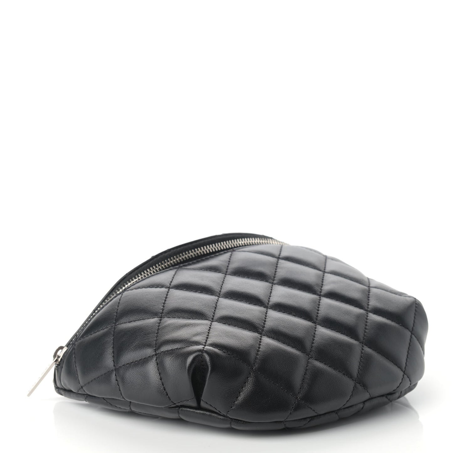 Lambskin Quilted Waist Belt Bag Black