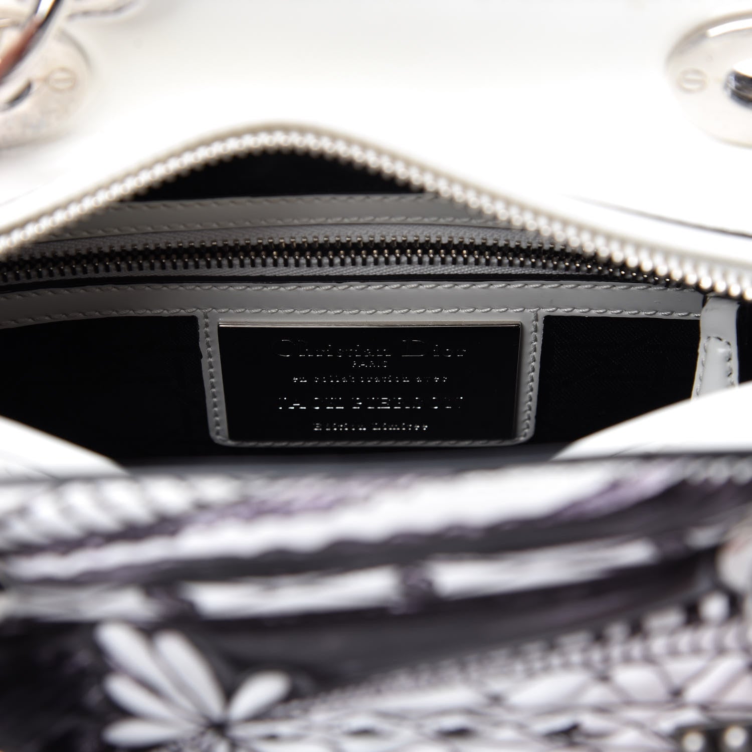 Christian Dior Calfskin Quilted Jack Pierson Art Lady Dior White Black Multicolor 8 of 9