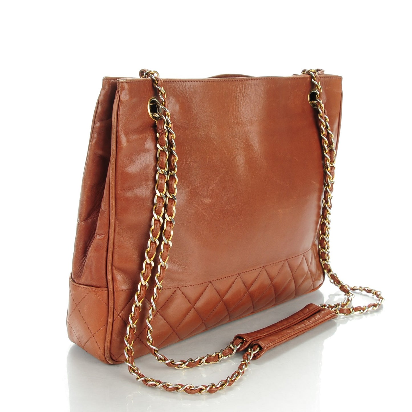 Lambskin Shopping Tote Brown