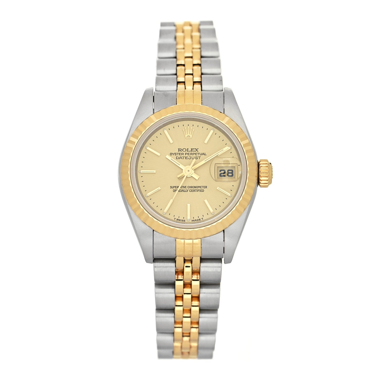 Rolex Stainless Steel 18K Yellow Gold 26mm Oyster Perpetual Datejust Watch Champagne 79173 1 of 8