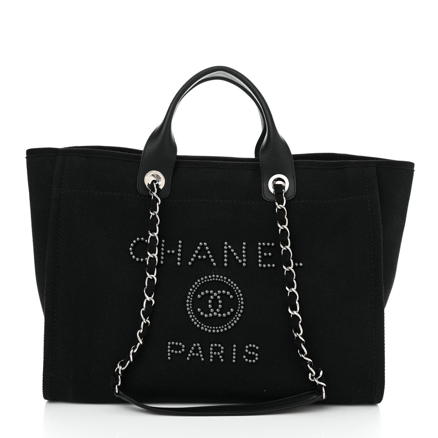 Canvas Pearl Medium Deauville Tote Black