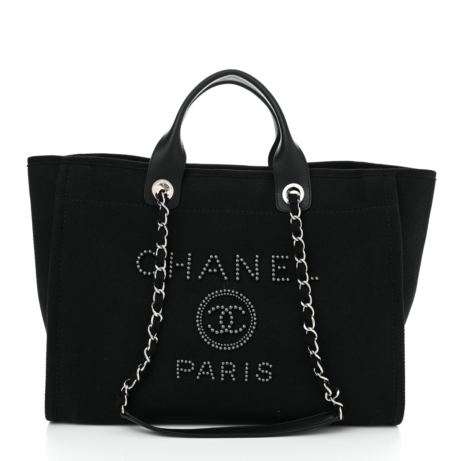 Chanel Canvas Pearl Medium Deauville Tote Black 1 of 12