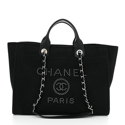 Chanel Canvas Pearl Medium Deauville Tote Black 1 of 12