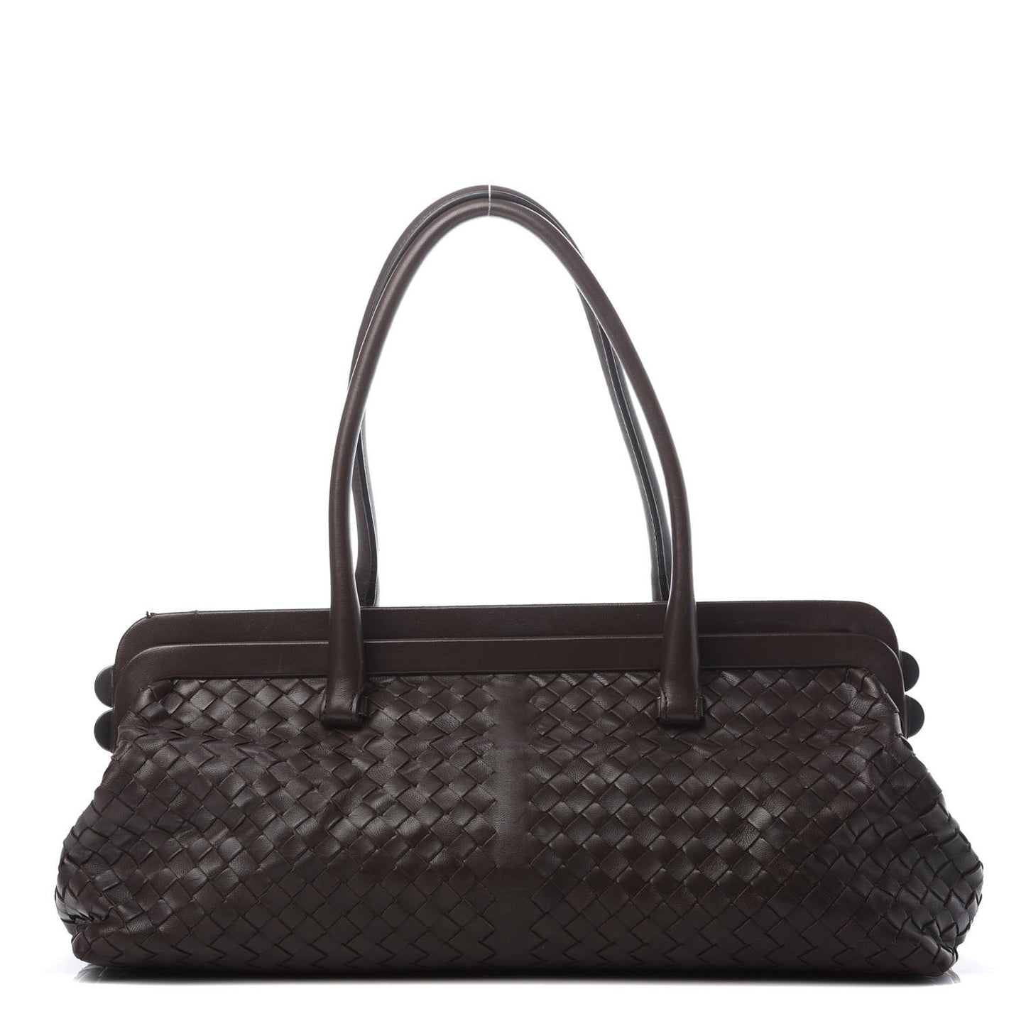 Nappa Intrecciato Frame Shoulder Bag Ebano