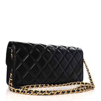 Chanel Shiny Lambskin Quilted Flap Clutch Bag Black 3 of 9