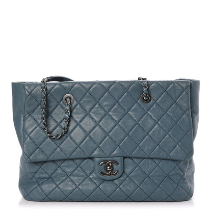 Chanel Washed Lambskin Quilted Flap Tote Blue 1 of 7