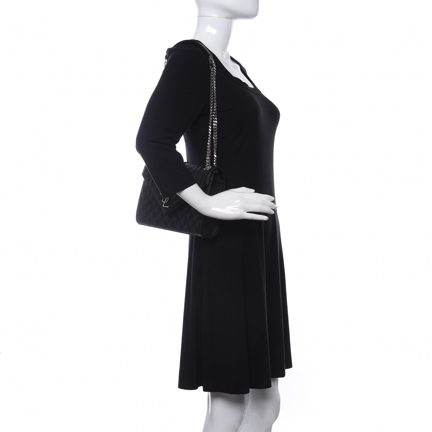 Saint Laurent Grain De Poudre Textured Mixed Matelasse Triquilt Medium Monogram Satchel Black 2 of 10