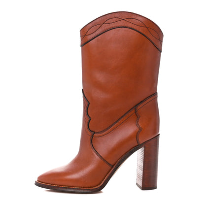 Saint Laurent Calfskin Kate Western Boots 40 New Papaya 1 of 9