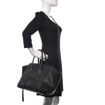 Celine Supple Calfskin Medium Phantom Luggage Black 2 of 12